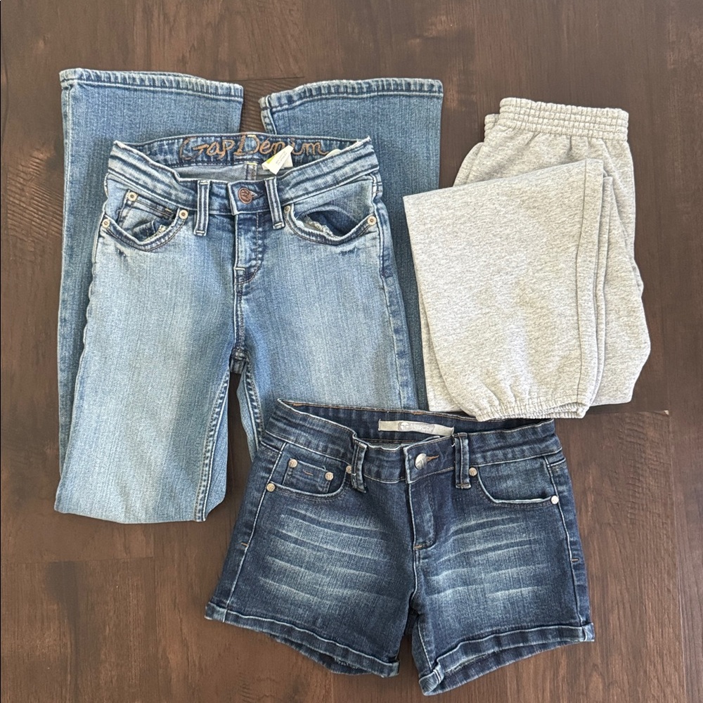 KIDS BUNDLE SET BOOTCUT DENIM JEANS FLEECE SWEATPANTS DENIM SHORTS